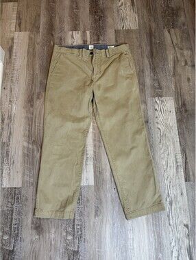 GAP Men's Straight Fit Chino Pants 34x28 Khaki Tan Flat Front Casual